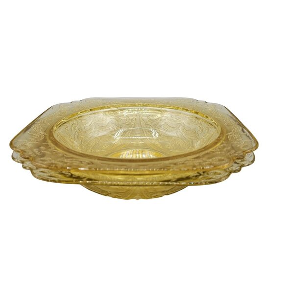 1930's Depression Glass Rim Soup Bowl Federal Madrid Amber Set of Two - Picture 4 of 9